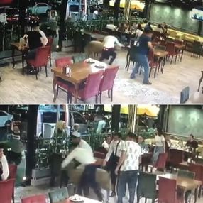 Bartın'da kurbanlık koç restorana girdi