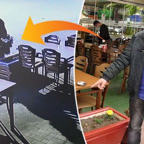 Antalya'da kadın hırsız, pide salonunun önündeki çiçekleri çaldı