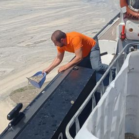 Kocaeli'de iki kardeş kürekle deniz salyası topladı