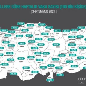 İllere göre haftalık vaka sayıları açıklandı
