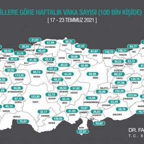 İllere göre haftalık vaka sayısı açıklandı