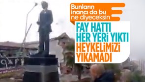 Adıyaman'da fay hattı üzerinde ayakta kalan Atatürk heykeli
