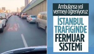 İstanbul'da sürücüler, ambulansa fermuar sistemiyle yol verdi
