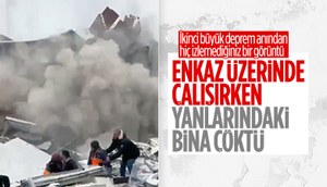 Malatya'da hasarlı binanın 2'nci depremle yıkılışı kamerada