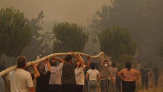 Çanakkale'de vatandaşlar, yangınla mücadele eden ekiplere destek oluyor