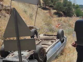 Adıyaman'da otomobil takla attı