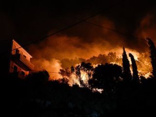 Yunanistan’ın Sakız Adası’nda orman yangını paniği