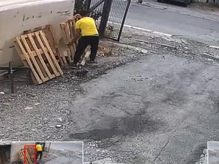 İstanbul'da mağazanın ahşap paletlerini, el arabasıyla çaldı