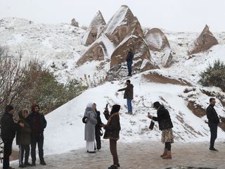 Kapadokya’da ilk kar heyecanı