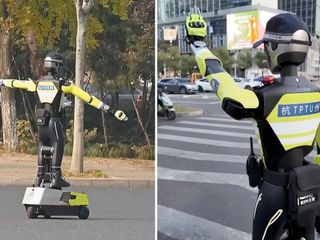 Çin'de insansı robotlar trafik polisi olarak kullanılıyor