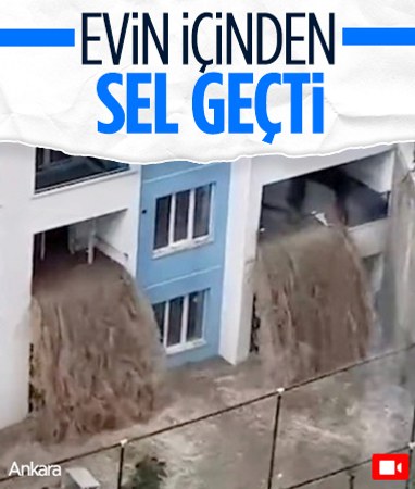 Ankara’da bir evin içinden sel geçti