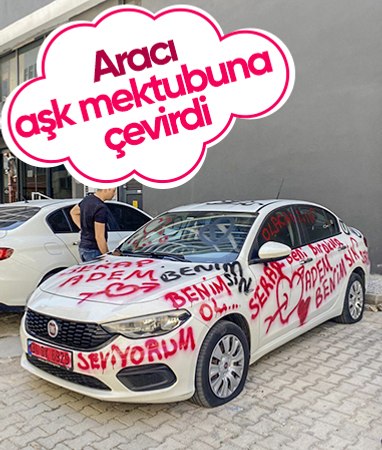 Antalya'da araca aşk mesajları yazıldı