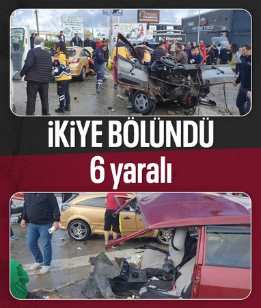 Bartın'da kazada otomobil ikiye bölündü: 6 yaralı