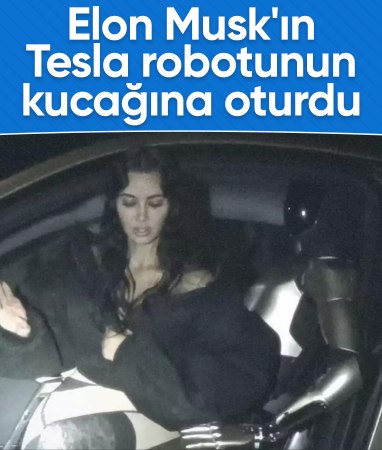 Kim Kardashian, Tesla robotunun kucağına oturdu