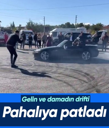 Antalya'da gelin ve damadın aracı drift yaptı, pahalıya patladı