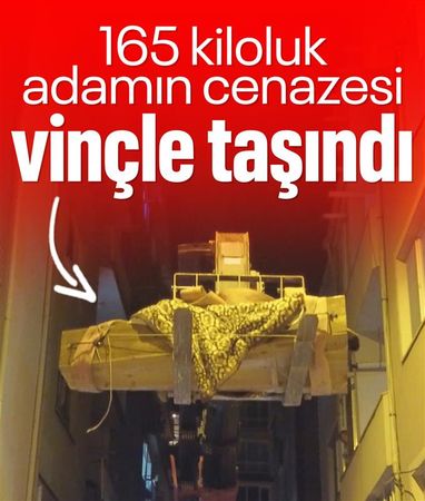 Edirne'de 165 kiloluk kişinin cenazesini vinçle taşıdılar