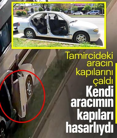 Adana'da oto tamirciye bırakılan otomobilin kapılarını çalıp, kendi aracına taktı