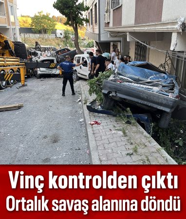 İstanbul Başakşehir'de kontrolden çıkan vinç ortalığı savaş alanına çevirdi