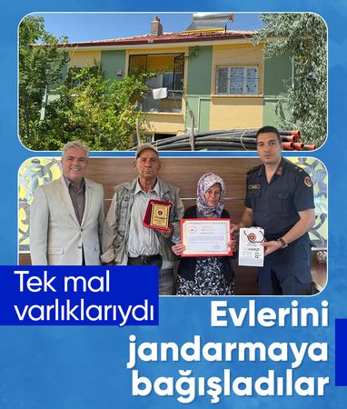 Afyonkarahisar'da yaşlı bir çift evlerini jandarmaya bağışladı