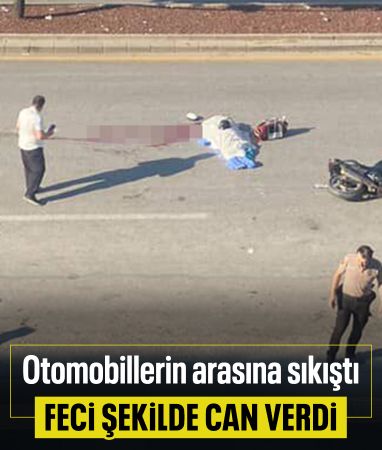 Ankara'da otomobillerin arasına sıkışan motosikletin sürücüsü öldü