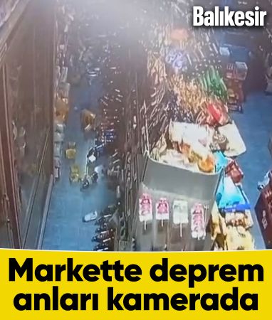 Balıkesir'de deprem, marketi darmadağın etti