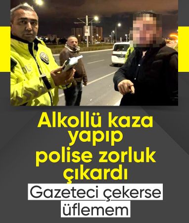 Kayseri'de alkollü sürücü kaza yaptı: Gazeteci çekerse alkolmetreyi üflemem