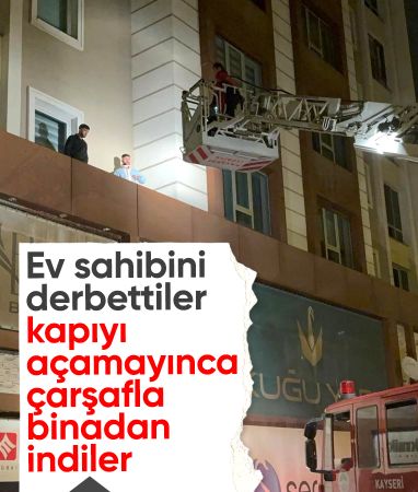 Kayseri'de ev sahibini darbettikleri apartmanın 3'üncü katından çarşafla indiler: 2 gözaltı