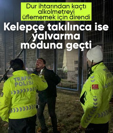Kayseri'de 'dur' ihtarına uymayarak kaçan alkollü sürücü alkometreyi üflememek için direndi