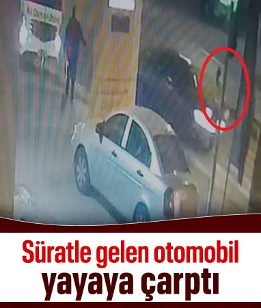Kayseri’de otomobilin yayaya çarptığı kaza kamerada: 2 yaralı