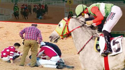 Jokey dili boğazına kaçan meslektaşının hayatını kurtardı