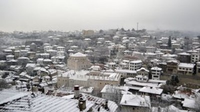 Safranbolu konakları beyaza büründü