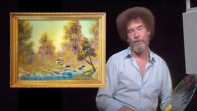 Televizyonda yaptığı resimlerle hafızalara kazınan ressam Bob Ross'un ilk tablosu satışa sunuldu