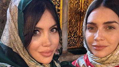 Wanda Nara gönülleri fethetti! Wanda Nara ve kardeşi Ayasofya ziyaretinde başörtüsü taktı..