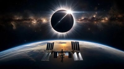 Astronotlar paylaştı: Tam Güneş tutulmasının uzaydan görüntüleri