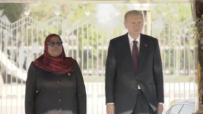 Cumhurbaşkanı Erdoğan, Tanzanyalı mevkidaşını törenle karşıladı