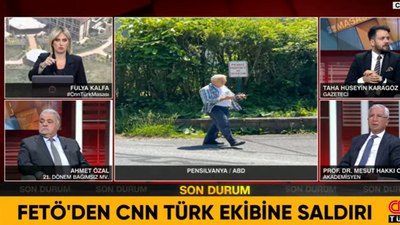 FETÖ karargahını görüntüleyen CNN Türk ekibine canlı yayında saldırı