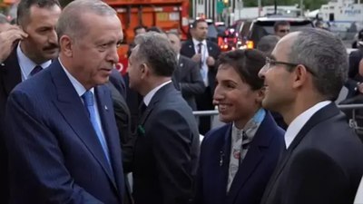 Hafize Gaye Erkan Cumhurbaşkanı Erdoğan'ı karşıladı