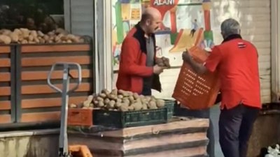 İstanbul Pendik’te bir market kasa kasa patatesi çöpe döktü