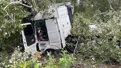 Sakarya'da kontrolden çıkan tır kaza yaptı