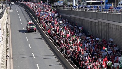 Türkiye genelinde Filistin için destek yürüyüşü