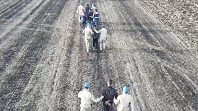 Tekirdağ'da jandarmadan kaçan göçmenler tarlada yakalandı