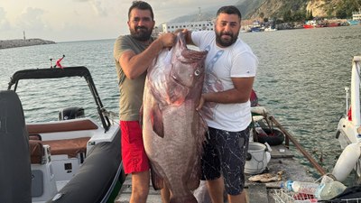 Balıkçı gözlerine inanamadı: Hatay'da oltaya 1.5 metrelik balık takıldı