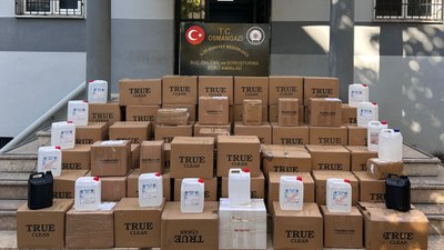 Bursa'da 1140 litre kaçak alkol ele geçirildi