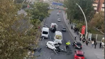 Ankara'da 8 araçlı zincirleme kaza: 1 yaralı