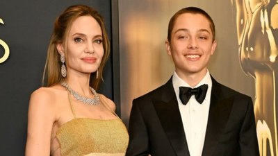 Angelina Jolie oğlu ile galada