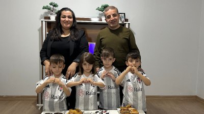 Hakkarili dördüzlere doğum günü sürprizi