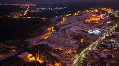 Mardin'de mevsimin ilk karı, havadan görüntülendi