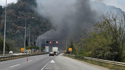 Ordu'da tünelde yangın: Konteyner alev alev yandı