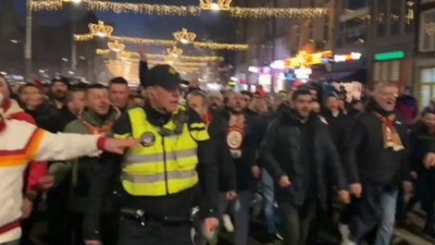 Galatasaraylı taraftarlardan Amsterdam'da Filistin yürüyüşü