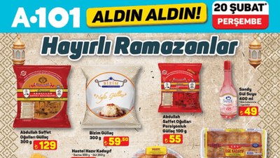 A101'e Ramazan geldi: Hurma çeşitleri 39 TL, Güllaç çeşitleri 55 TL, Kadayıf çeşitleri 27 TL...